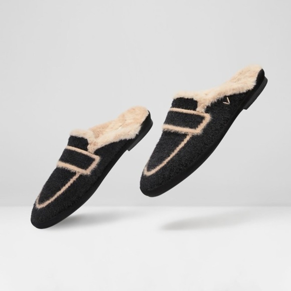 VIVAIA‎ Round-Toe Fluffy Mules (Renee) black size EU/41 US/9.5 - Picture 8 of 10